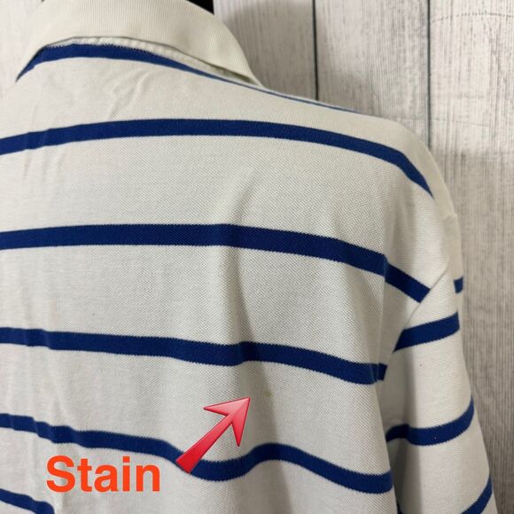 Polo Ralph Lauren Men’s 4XLT White & Navy Striped Cotton Short Sleeve Pony Polo - Picture 5 of 6